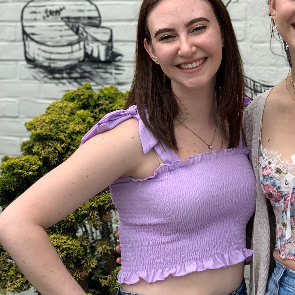 Lilac/Light Purple Tie Stretchy Crop Top Size S